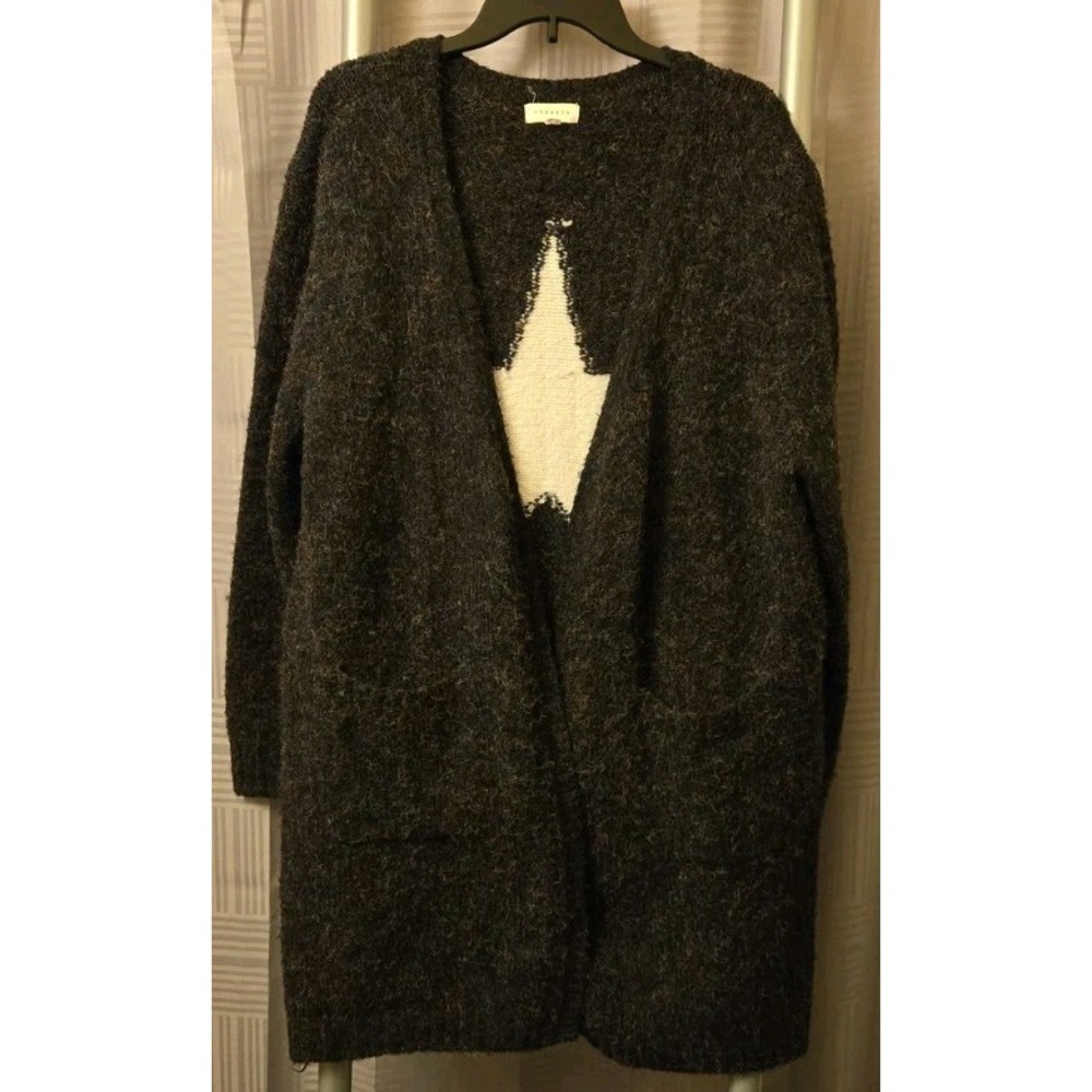 Promesa Multicolor Open Front Knit Long‎ Sleeve Cardigan Star Sweater Large Cozy